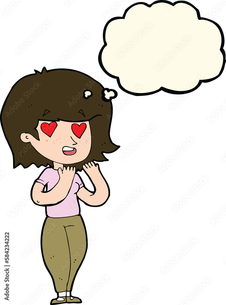 cartoon woman in love with thought bubble cartoon woman in love with thought bubble