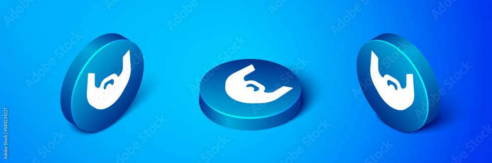 Isometric Mustache and beard icon isolated on blue background. Barbershop symbol. Facial hair style. Blue circle button. Vector Isometric Mustache and beard icon isolated on blue background. Barbershop symbol. Facial hair style. Blue circle button. Vector