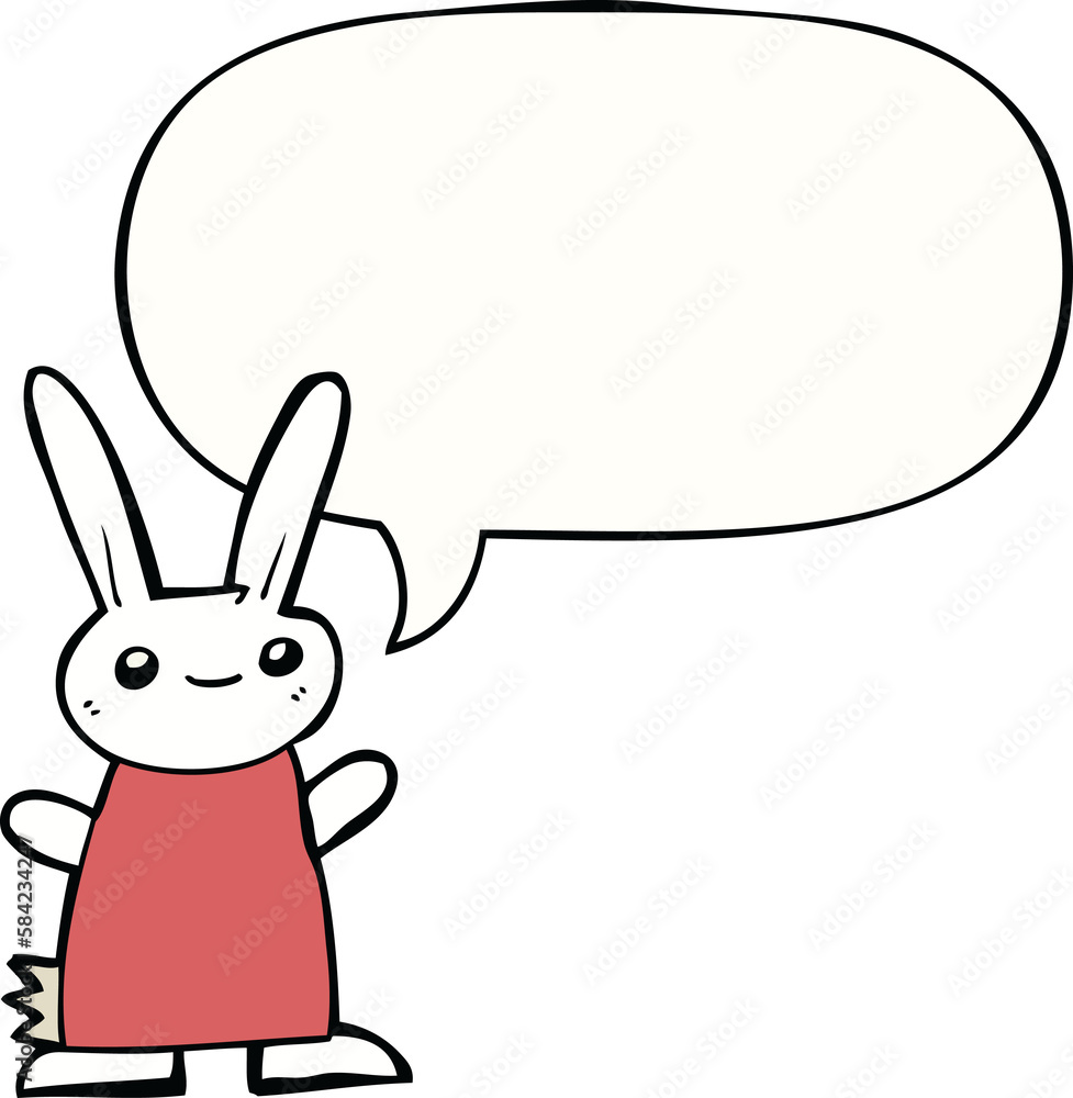 Fototapeta premium cute cartoon rabbit and speech bubble