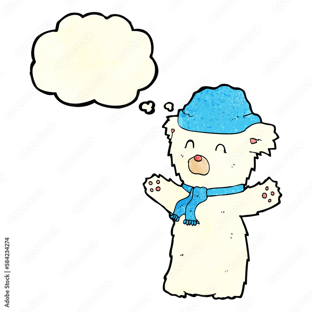Obraz premium cartoon cute polar bear with thought bubble