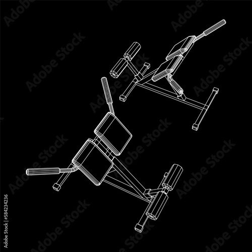 Modern exercise machine for the back and abs. Hyperextension simulator.