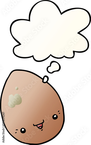 cartoon egg and thought bubble in smooth gradient style