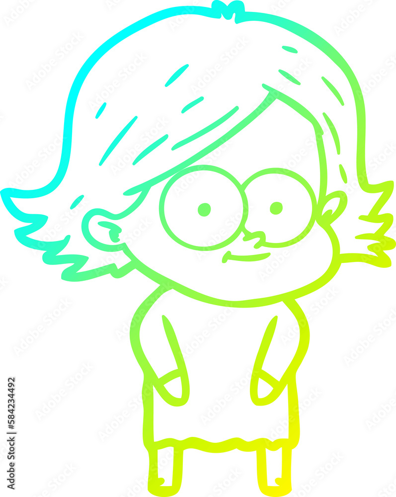 cold gradient line drawing happy cartoon girl cold gradient line drawing happy cartoon girl