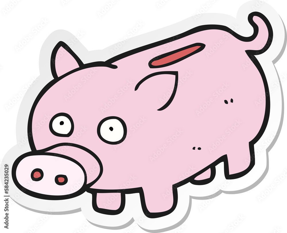 sticker of a cartoon piggy bank sticker of a cartoon piggy bank