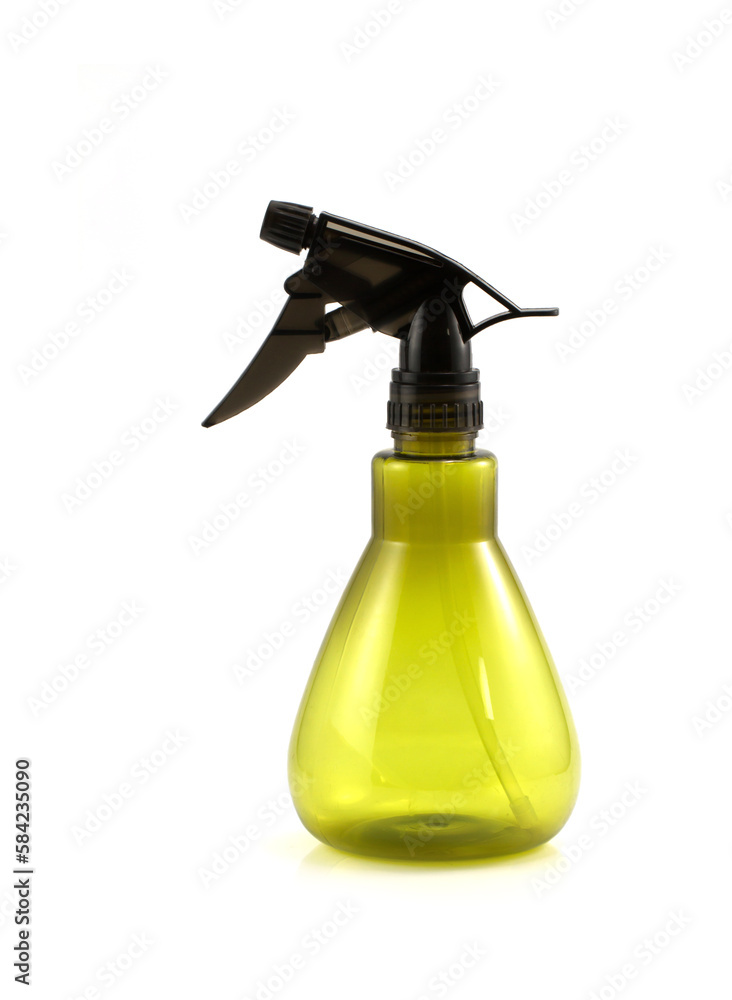 yellow spray bottle on white background isolate yellow spray bottle on white background isolate