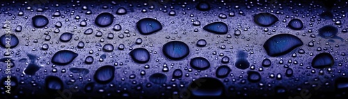 Periwinkle With Drops On Black Gradient Background Panoramic Banner. Generative AI
