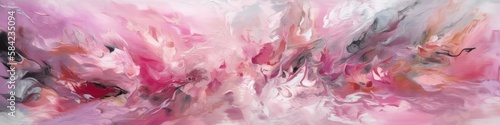 Pink And White Abstract Painting Background Texture Panoramic Banner. Generative AI