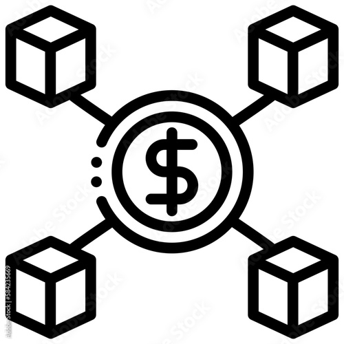 Digital ledger and blockchain technology icon