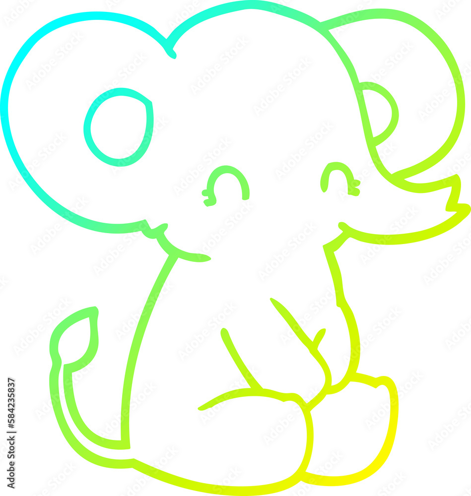 cold gradient line drawing cute cartoon elephant cold gradient line drawing cute cartoon elephant