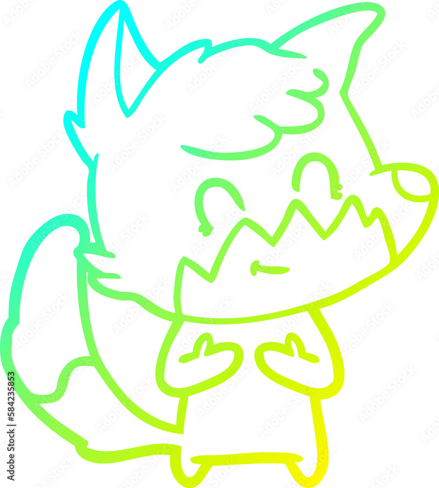 cold gradient line drawing cartoon friendly fox cold gradient line drawing cartoon friendly fox