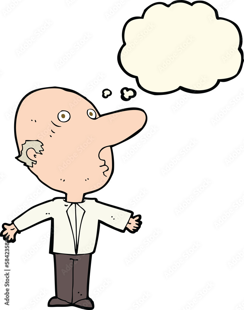 cartoon confused middle aged man with thought bubble cartoon confused middle aged man with thought bubble