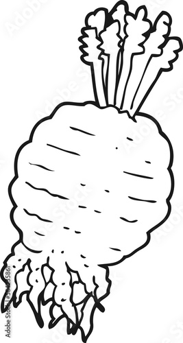 black and white cartoon turnip