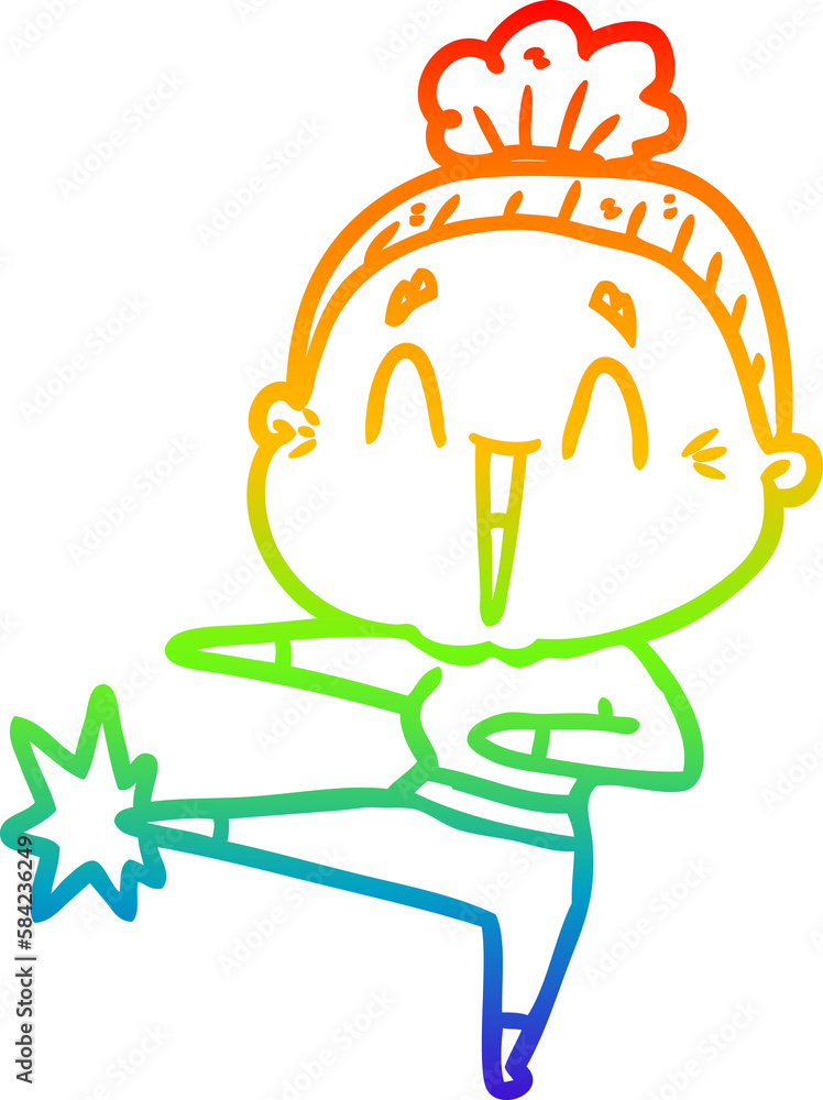 rainbow gradient line drawing cartoon happy old lady rainbow gradient line drawing cartoon happy old lady