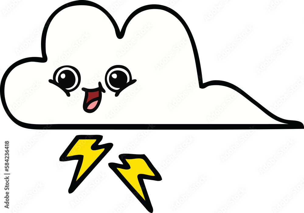 Obraz premium cute cartoon storm cloud