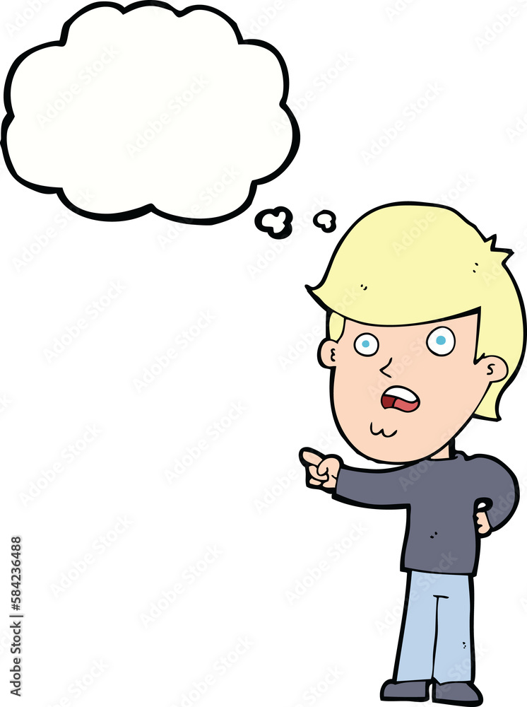cartoon shocked man pointing with thought bubble cartoon shocked man pointing with thought bubble