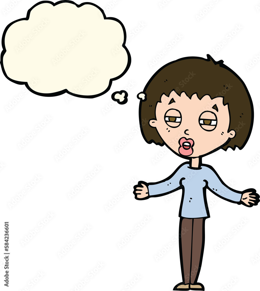 cartoon suspicious woman with thought bubble cartoon suspicious woman with thought bubble