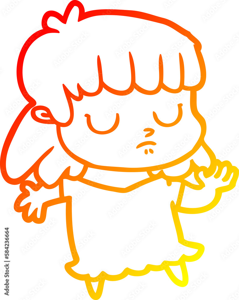 warm gradient line drawing cartoon indifferent woman warm gradient line drawing cartoon indifferent woman