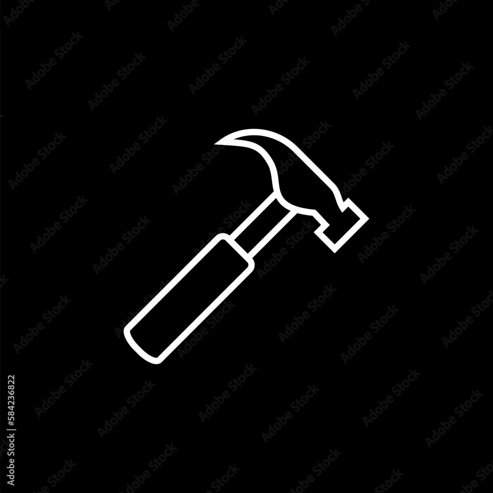 Hammer icon isolated on black background. Hammer icon isolated on black background.