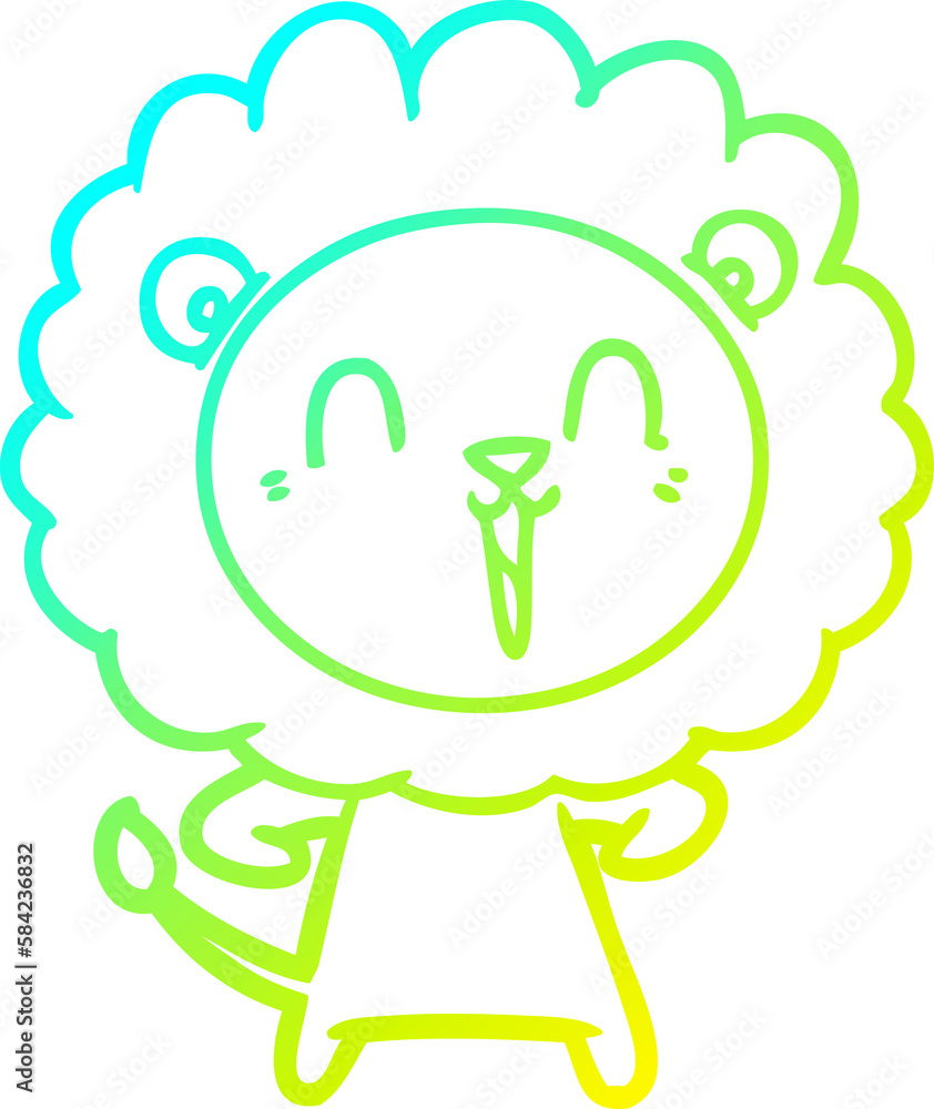 cold gradient line drawing laughing lion cartoon cold gradient line drawing laughing lion cartoon