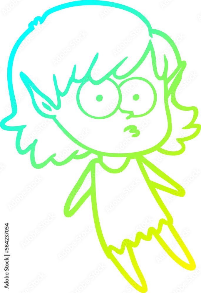 cold gradient line drawing cartoon elf girl floating cold gradient line drawing cartoon elf girl floating