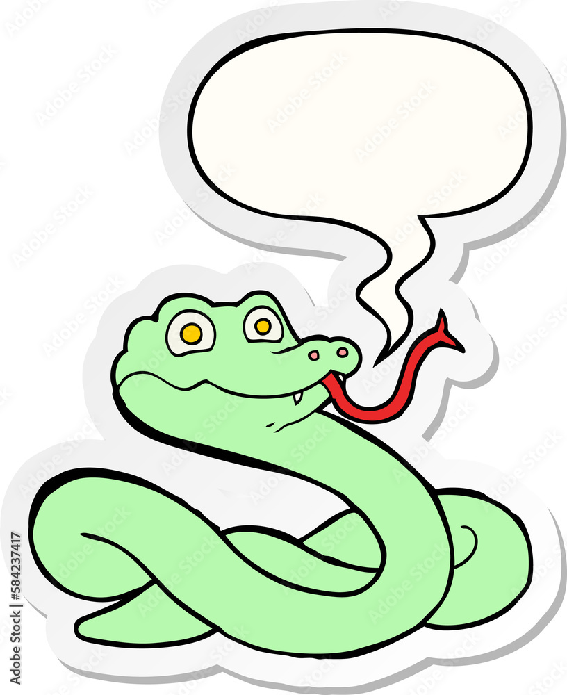 Fototapeta premium cartoon snake and speech bubble sticker