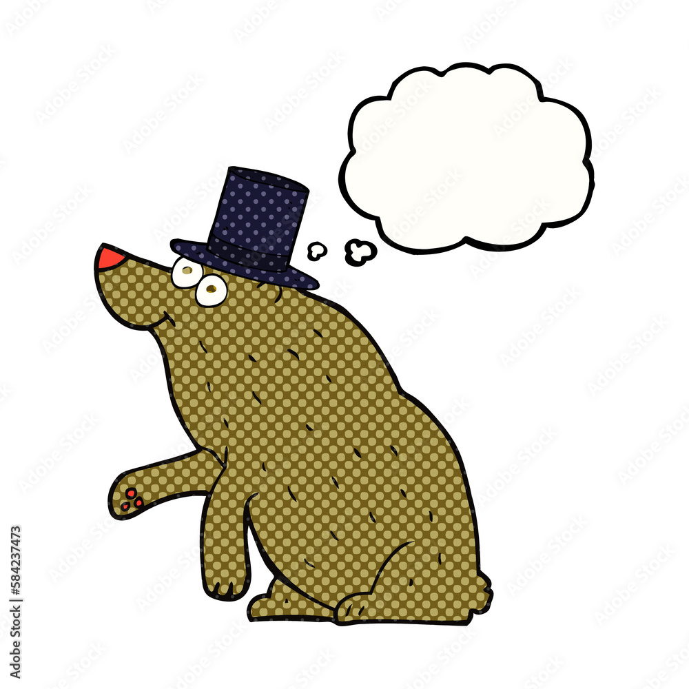 thought bubble cartoon bear in top hat thought bubble cartoon bear in top hat