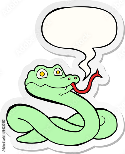 cartoon snake and speech bubble sticker