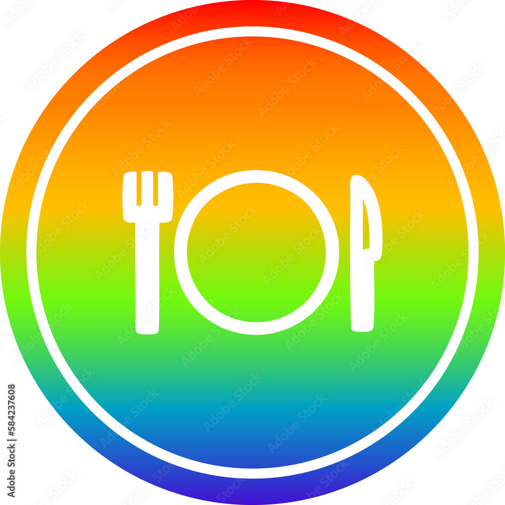 knife fork and plate circular in rainbow spectrum knife fork and plate circular in rainbow spectrum