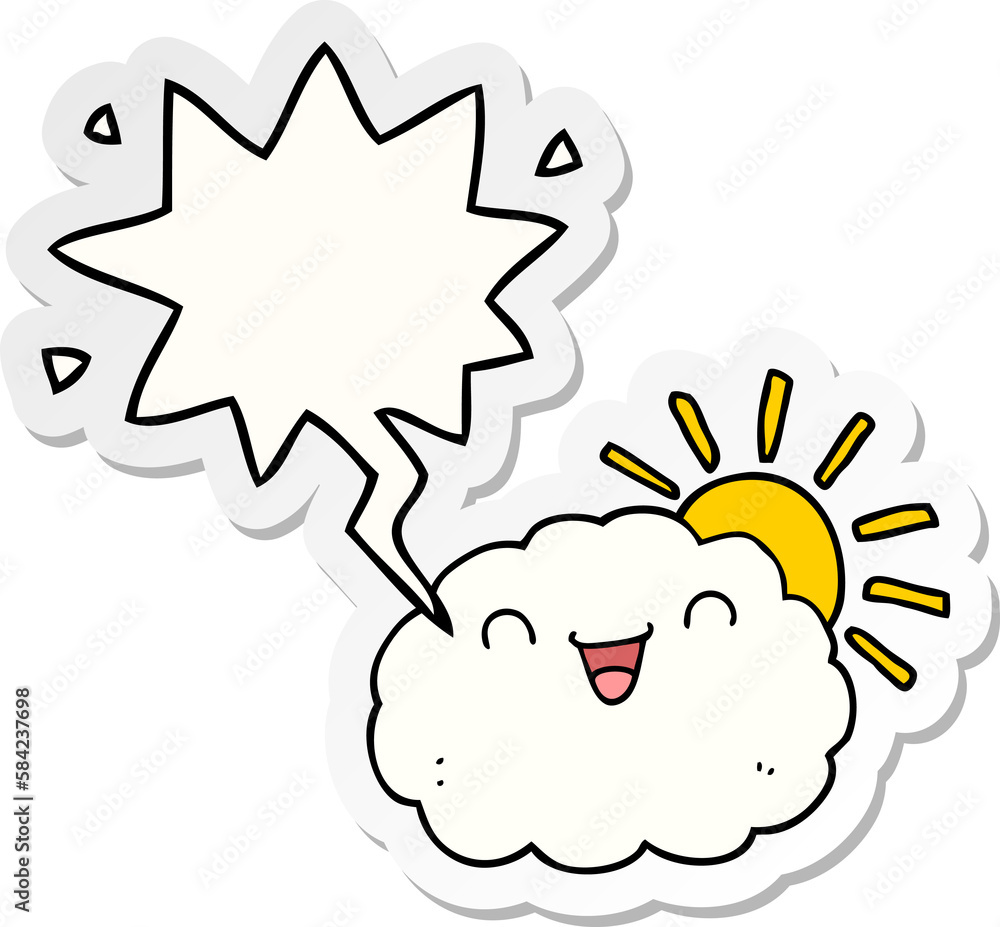 happy cartoon cloud and speech bubble sticker happy cartoon cloud and speech bubble sticker