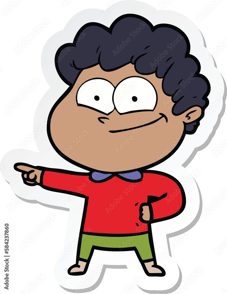 sticker of a cartoon happy man sticker of a cartoon happy man
