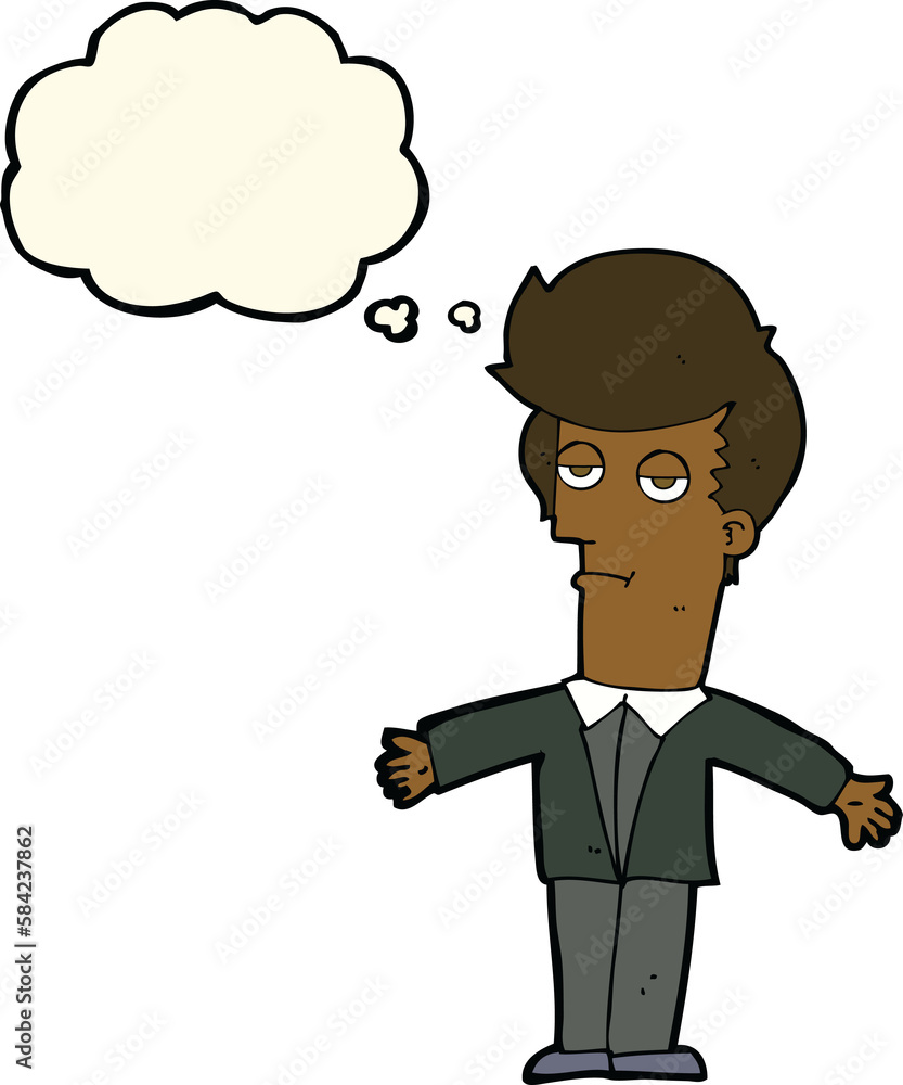 cartoon bored man with thought bubble cartoon bored man with thought bubble