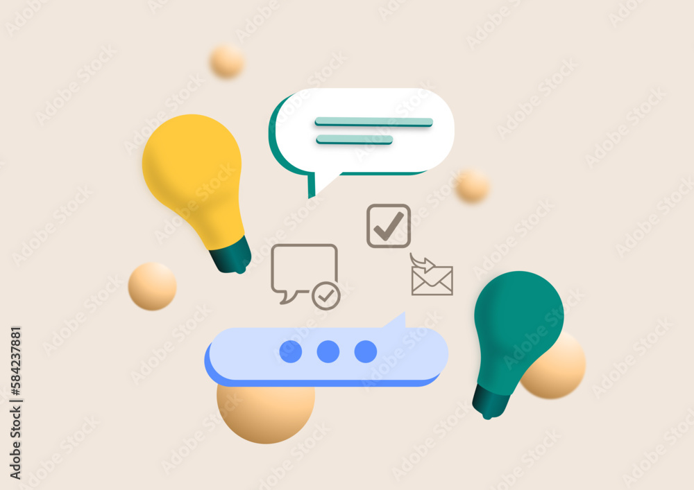 Vector illustration, brainstorming, business concept for collaboration, finding new solutions, with light bulb Vector illustration, brainstorming, business concept for collaboration, finding new solutions, with light bulb