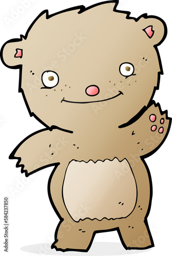 cartoon waving teddy bear