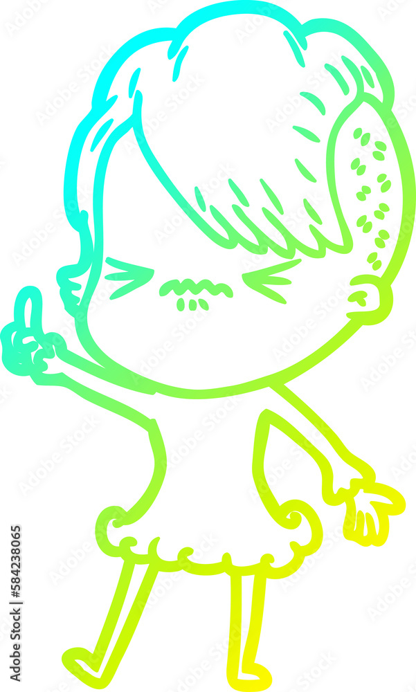 cold gradient line drawing cartoon annoyed hipster girl cold gradient line drawing cartoon annoyed hipster girl