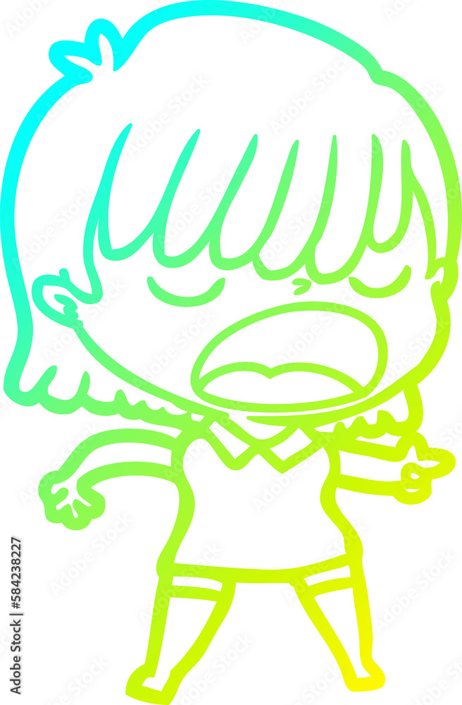 cold gradient line drawing cartoon woman talking loudly cold gradient line drawing cartoon woman talking loudly