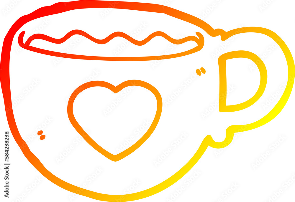 warm gradient line drawing I love coffee cartoon cup warm gradient line drawing I love coffee cartoon cup