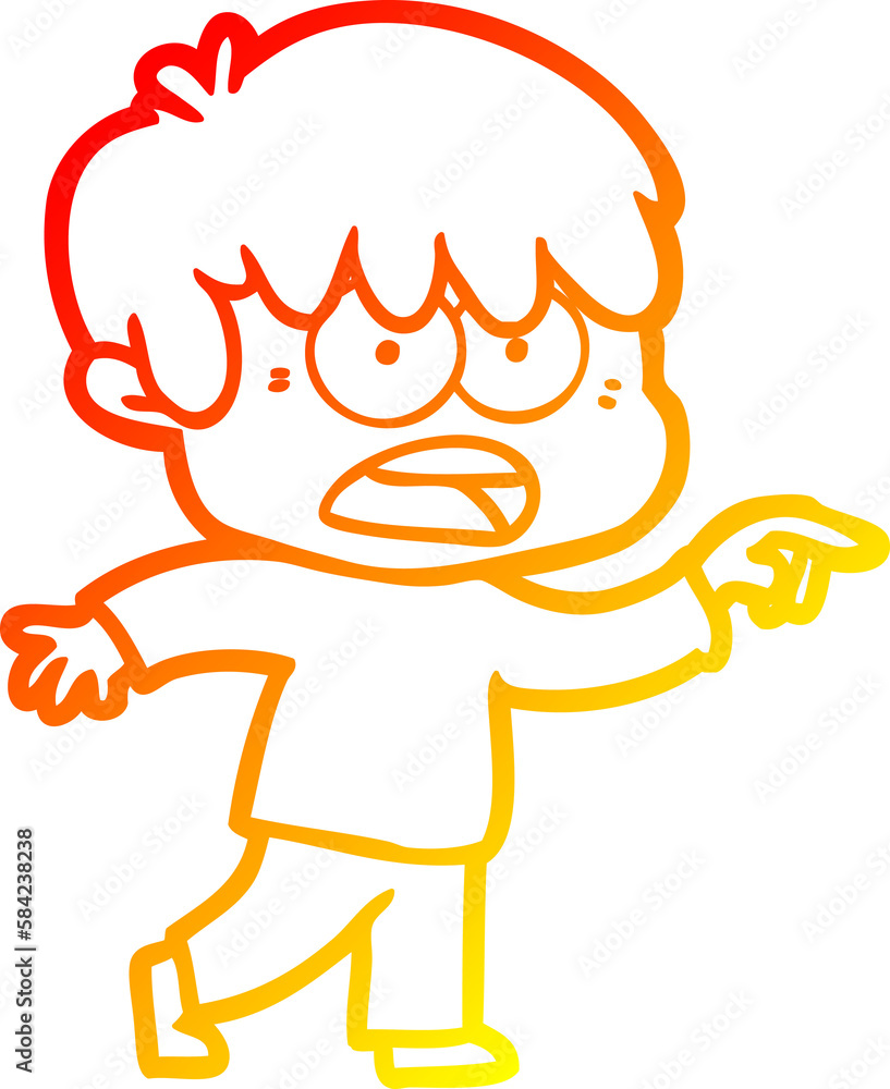 warm gradient line drawing worried cartoon boy warm gradient line drawing worried cartoon boy