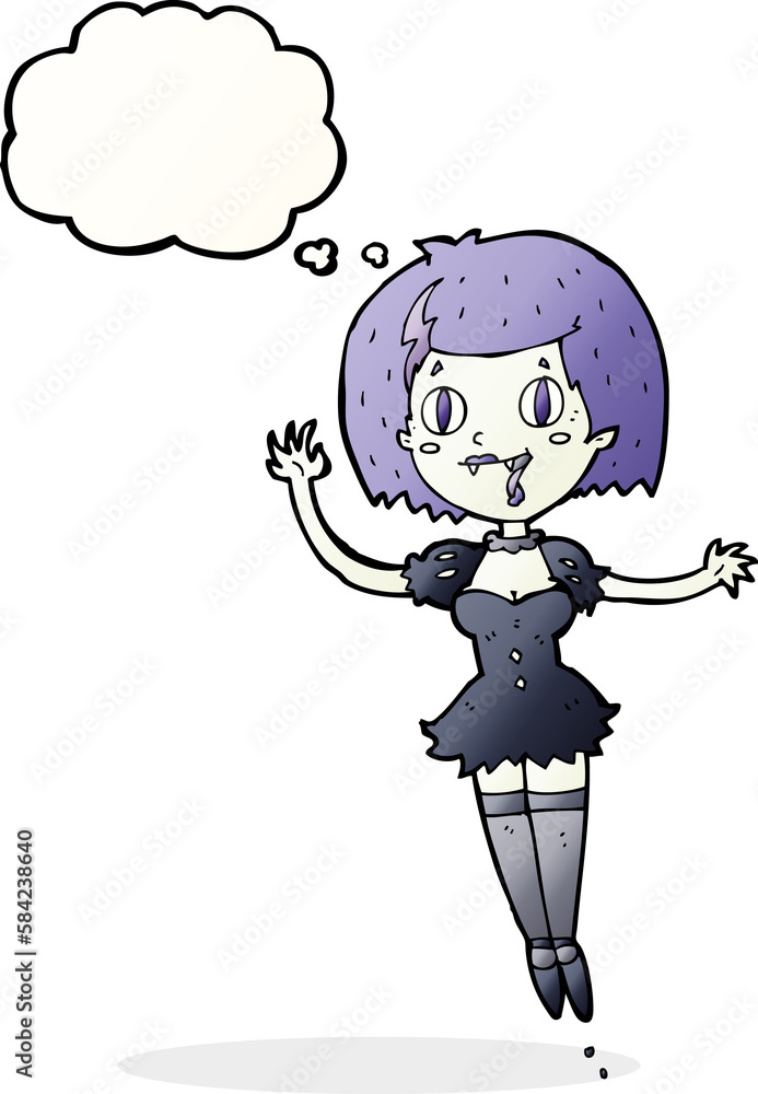 cartoon happy vampire girl with thought bubble cartoon happy vampire girl with thought bubble