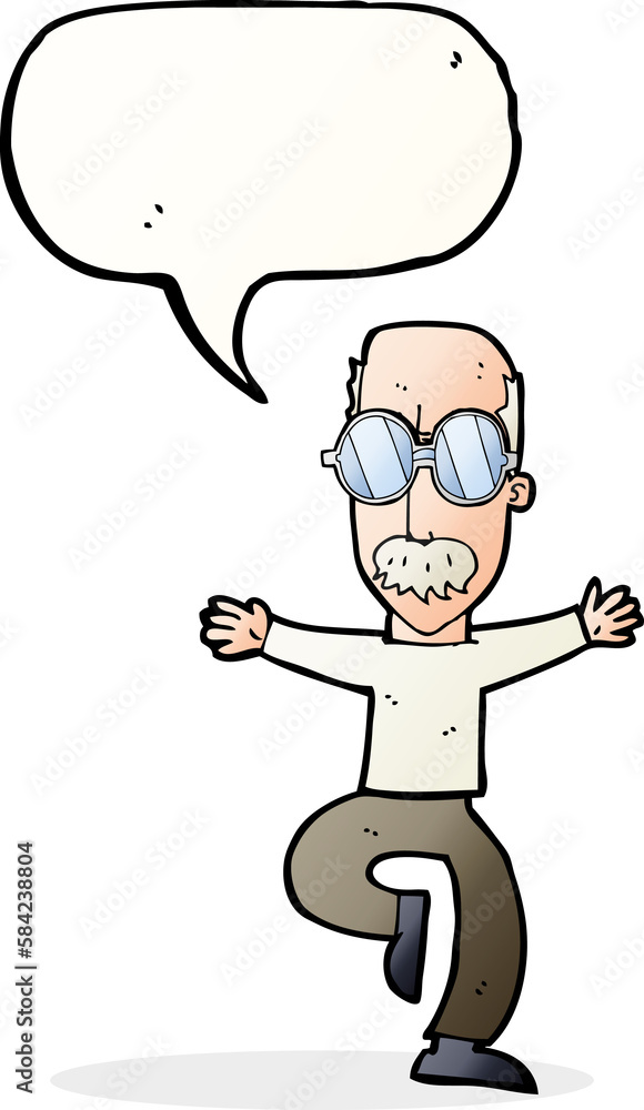 cartoon old man wearing big glasses with speech bubble cartoon old man wearing big glasses with speech bubble