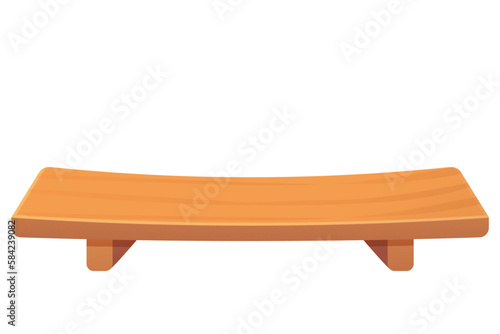 Wooden table traditional japan tray empty furniture in cartoon style isolated on white background. 
