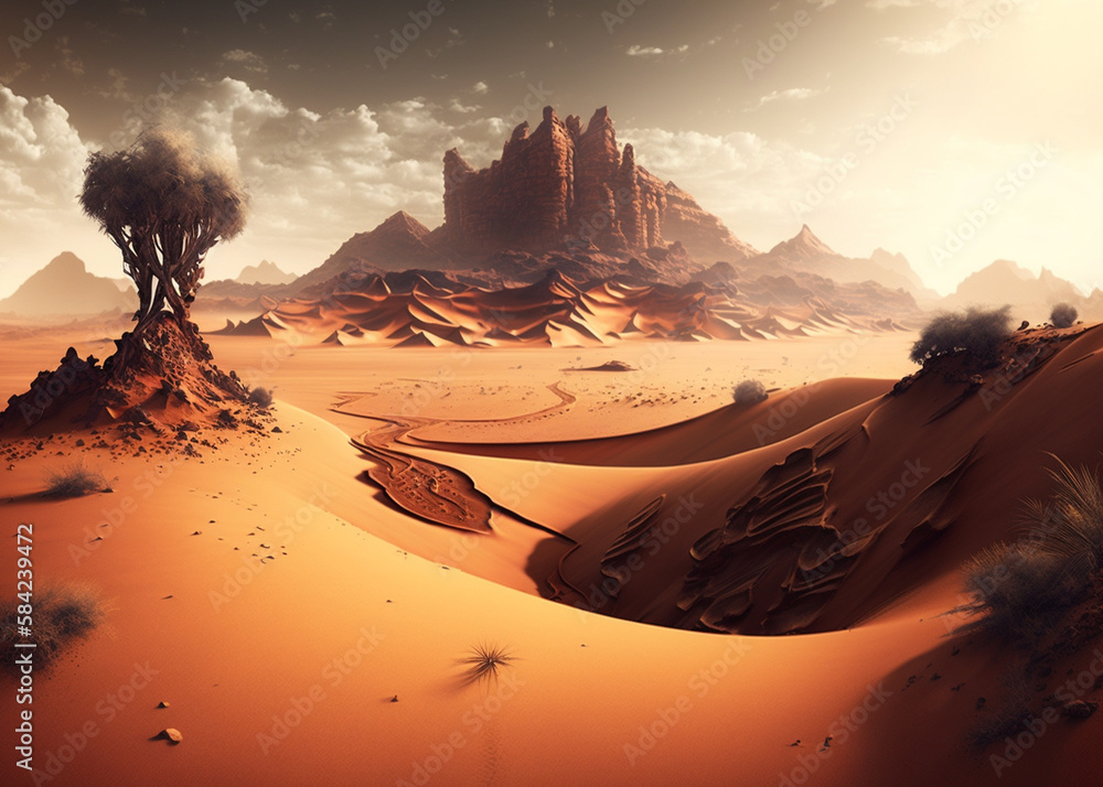sunrise in the desert by AI