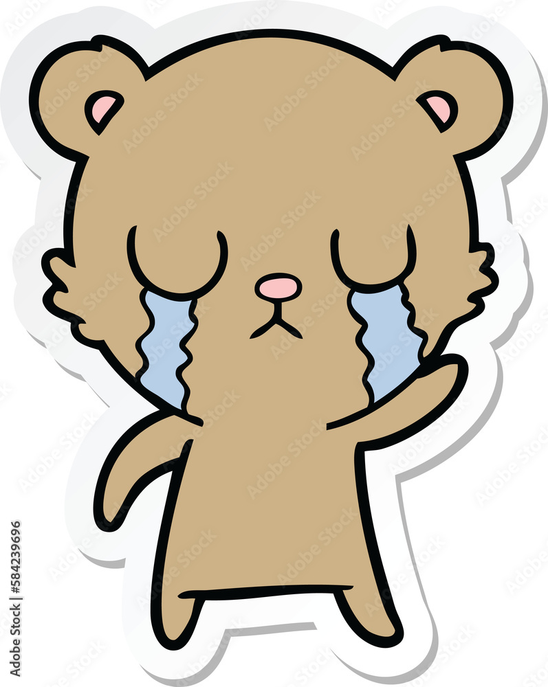 sticker of a crying cartoon bear sticker of a crying cartoon bear