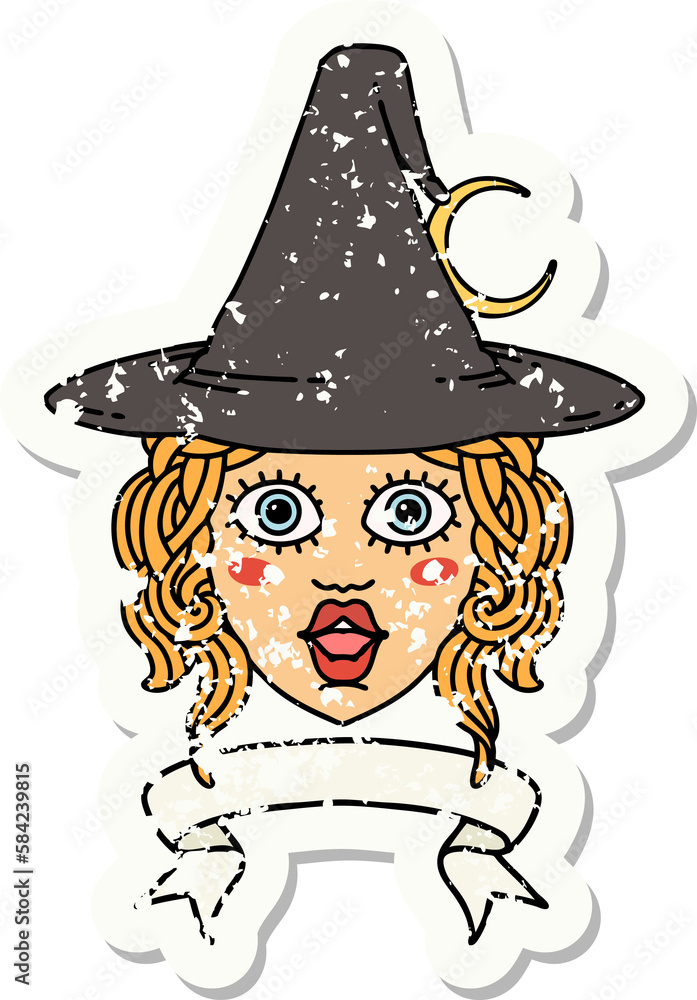 human witch character with banner illustration human witch character with banner illustration