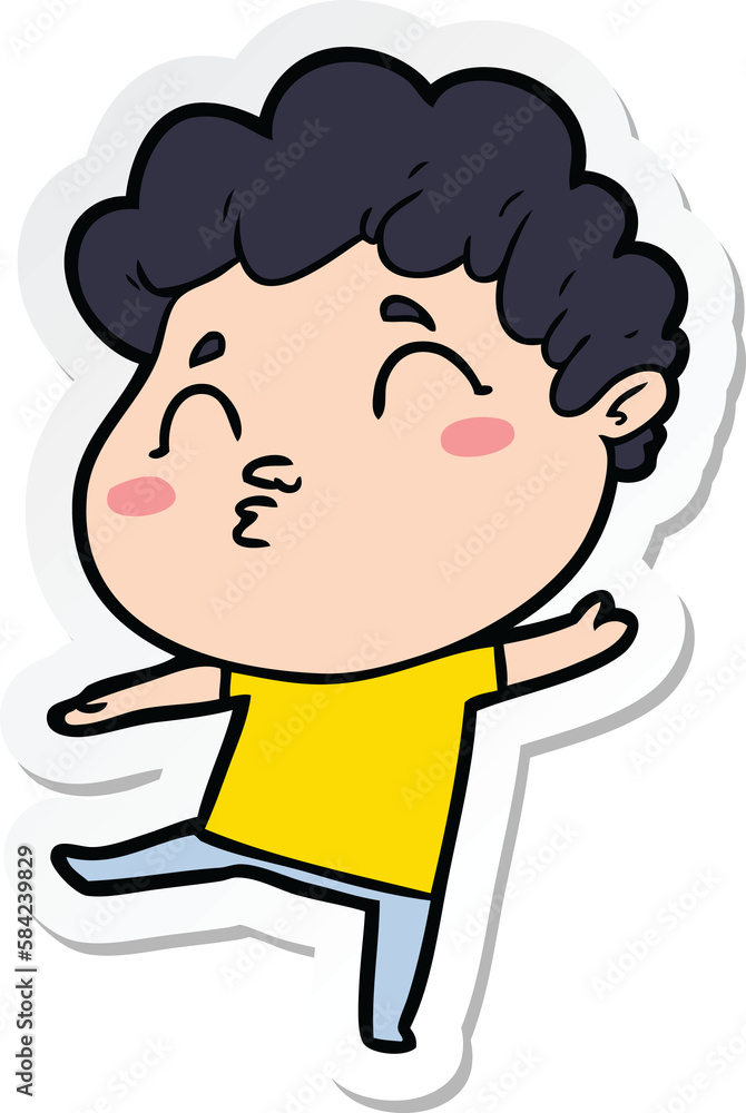 sticker of a cartoon man pouting sticker of a cartoon man pouting