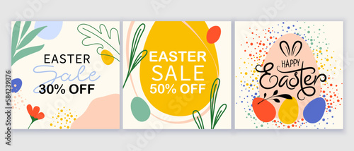 Easter holiday greeting card template. Background design for banner  cover  invitation  shop promotion.