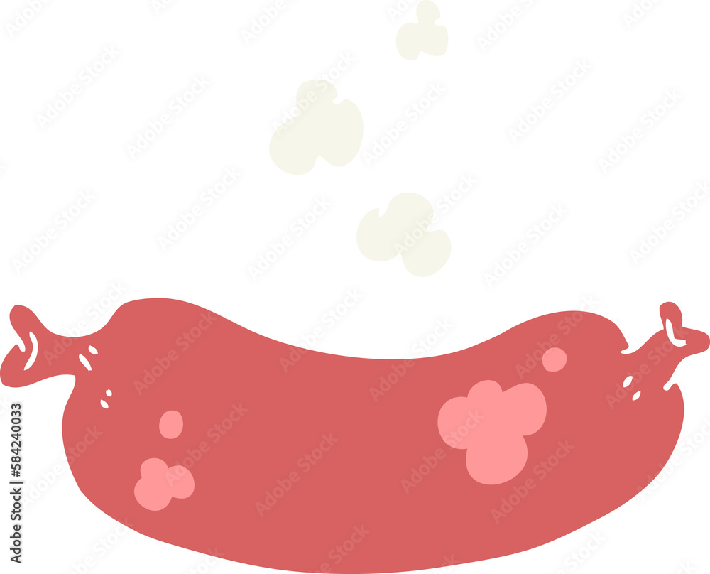 flat color illustration of a cartoon hot sausage flat color illustration of a cartoon hot sausage