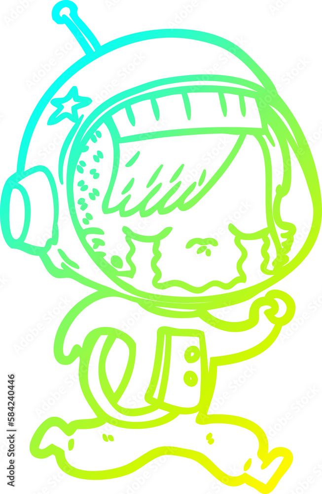 cold gradient line drawing cartoon crying astronaut girl running cold gradient line drawing cartoon crying astronaut girl running