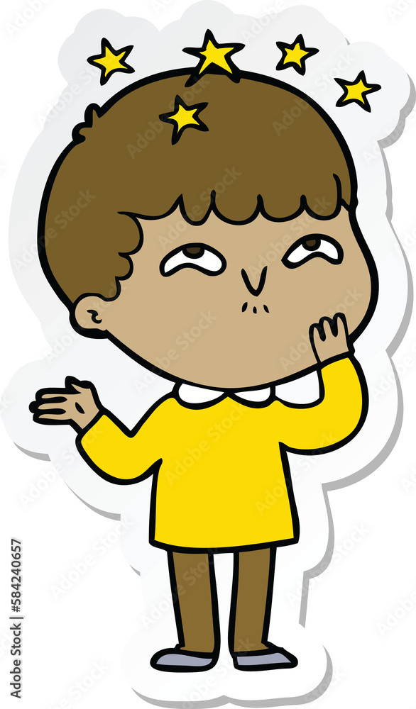 sticker of a cartoon amazed boy sticker of a cartoon amazed boy
