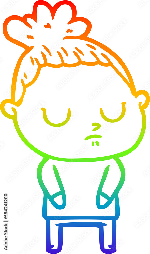 rainbow gradient line drawing cartoon calm woman rainbow gradient line drawing cartoon calm woman