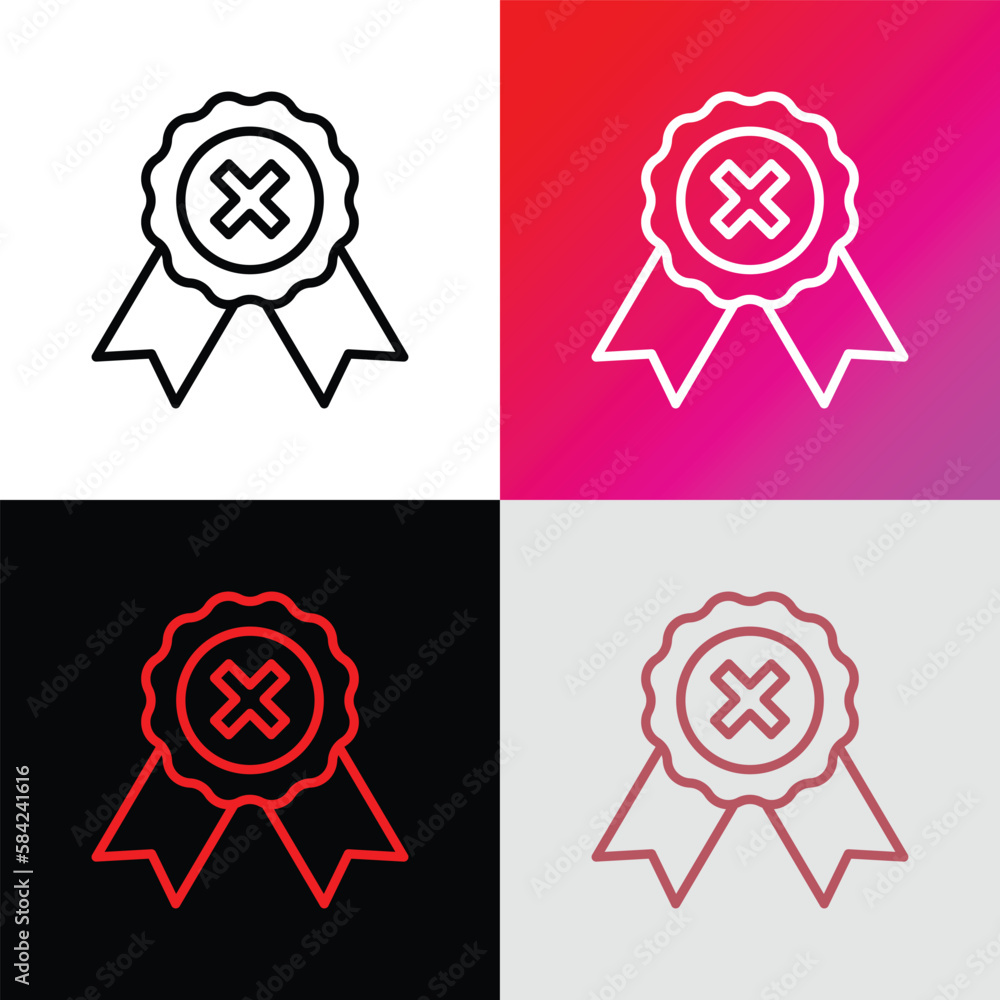 Certificate is rejected thin line icon. Vector illustration. Certificate is rejected thin line icon. Vector illustration.